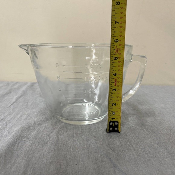 Anchor Hocking 2 Qt 8 Cup Glass Measuring Cup Batter Mixing Bowl USA FS Charity - Picture 8 of 9